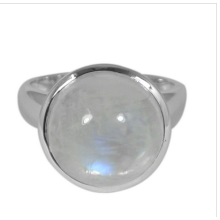 Regenbogen Moonstone Edelstein 925 Solid Silber Ring